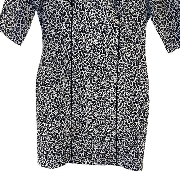 Banana Republic Black White Animal Print Half Sleeve Fitted Dress Women’s Size 2 - Picture 5 of 7
